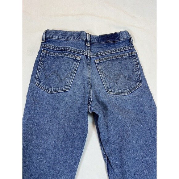 WRANGLER Straight Leg Jeans Blue Adjustable Waist Medium Wash | Boys Size 14 - Picture 15 of 16